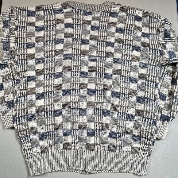 Vtg Boxy Cardigan Eclectic Grandpa Sz Med Knit Pullover 80s 90s Sweater Graphix - Picture 5 of 9